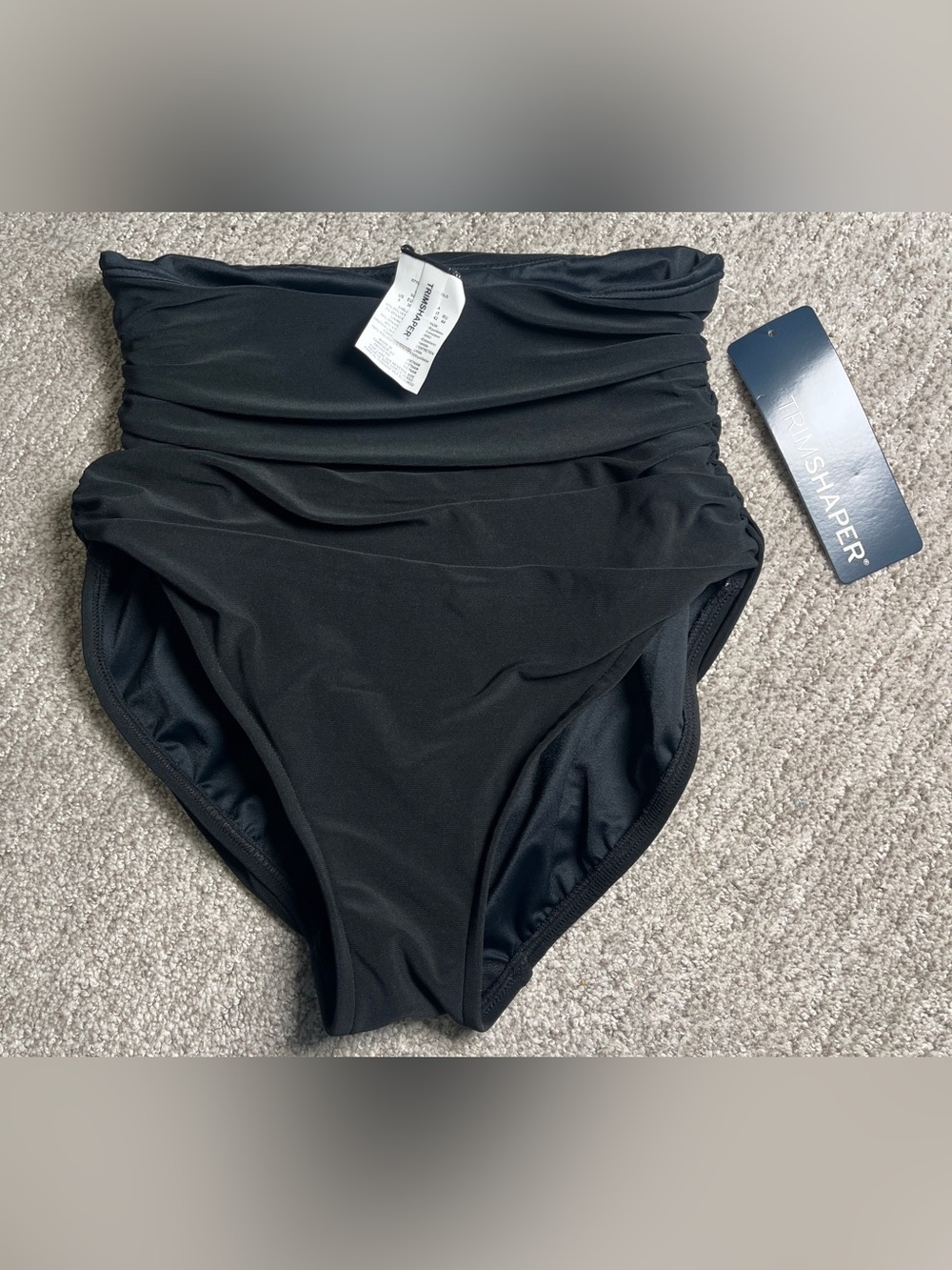 Trimshaper Women's Shirred High Waist Tummy Control Swim Brief 8. 570/bb13-1:v - Picture 5 of 8
